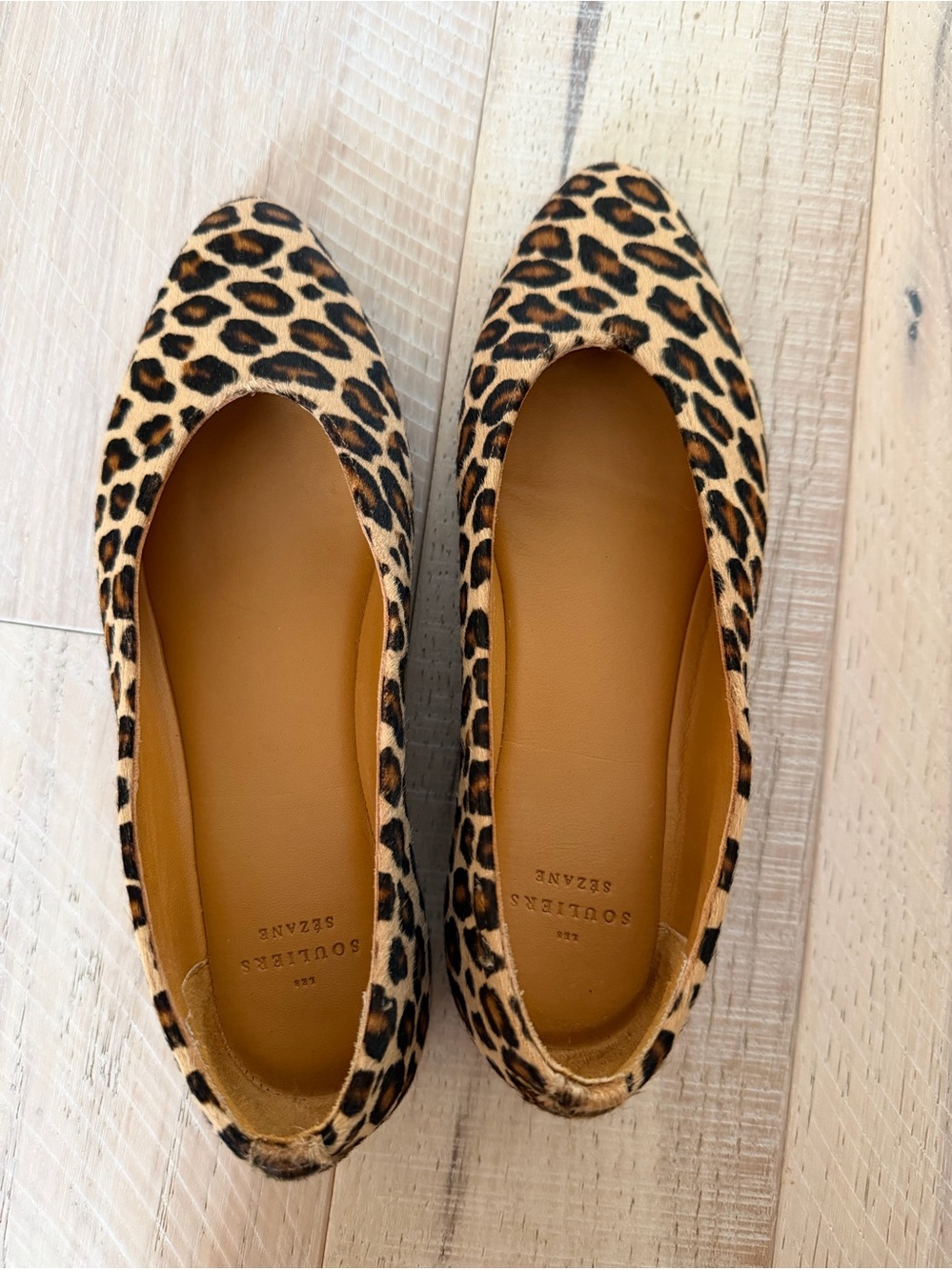 SÉZANE MATILDA LOW BALLET FLATS Leopard Print Brown/Black - Picture 3 of 14